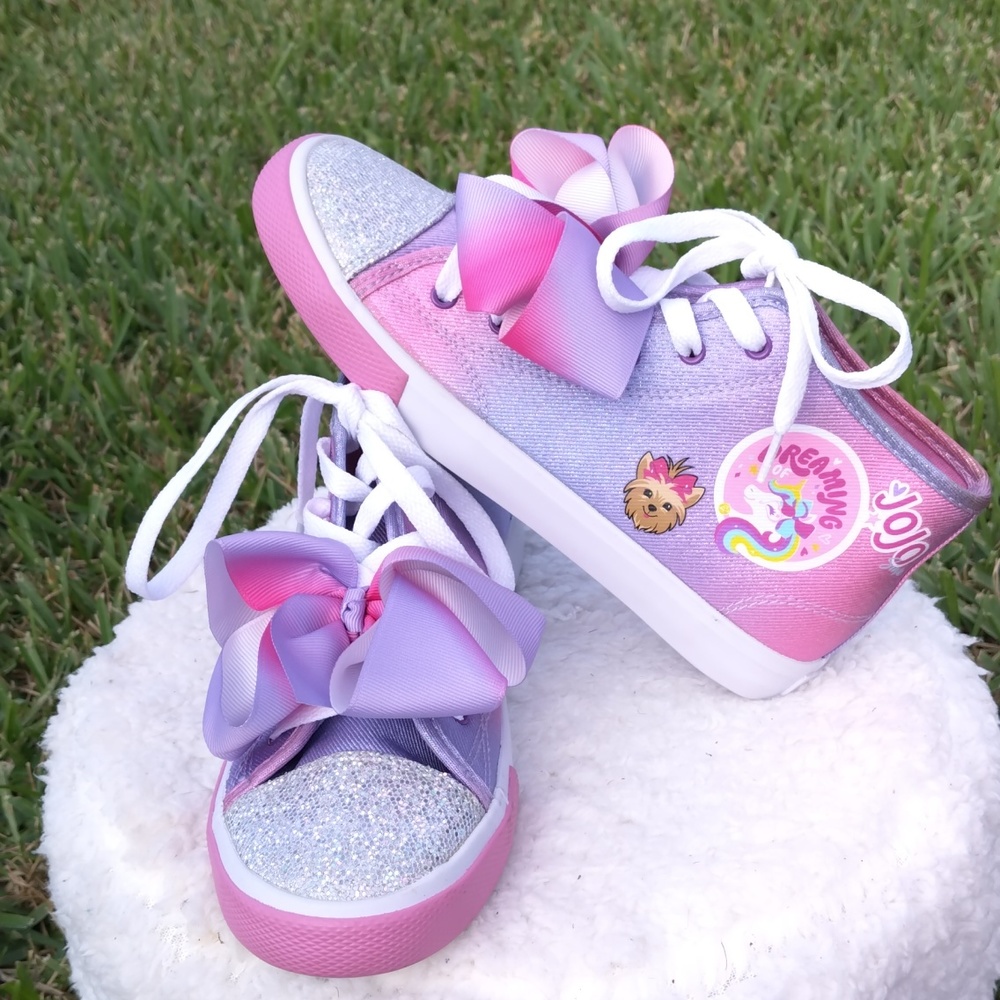 JoJo sneakers kids  girls size 2 pink and purple  shoe with bow